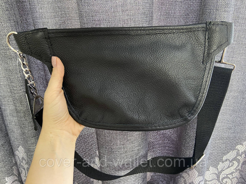 Черная женская бананка из фактурной кожи украинского производства PS Leather Киев - изображение 4