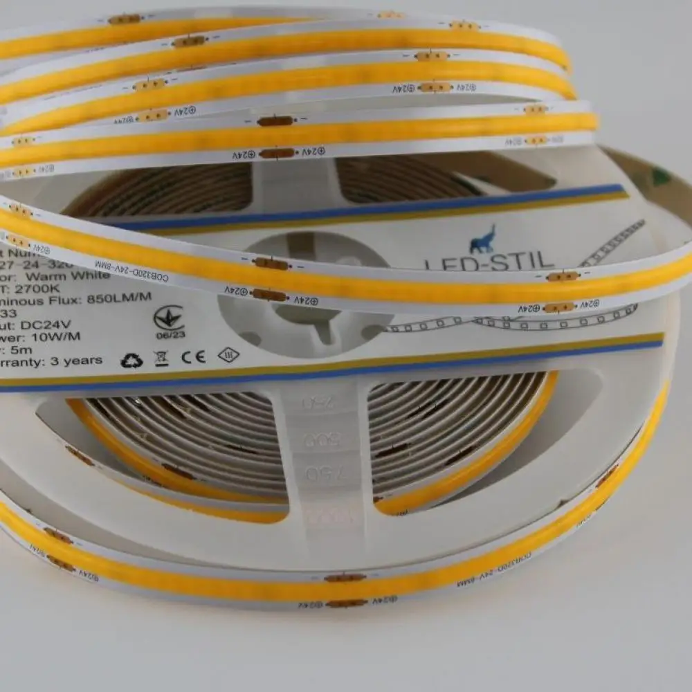 LED-STIL Світлодіодна стрічка LED-STIL 2700K 10 Вт/м COB 320 діодів IP33 24 Вольта 900 Lm тепле Киев - изображение 1