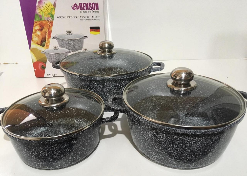 Набір каструль 2,1л 4.2 л 6.3 л BN-324 (2 шт./ясть) Одеса - фото 1