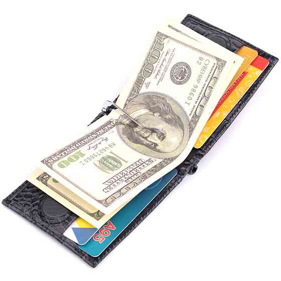 Практичний чоловічий гаманець-затиск із натуральної шкіри KARYA 22851 Сірий Київ