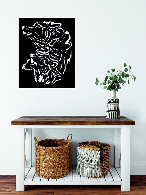 Декоративное настенное Панно «Волки» Декор на стену 110*90 см, Черный Киев - изображение 7