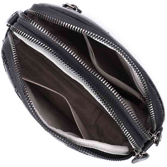 Женская сумка прошита ромбами на лицевой стороне из натуральной кожи Черный (Vintage) Киев