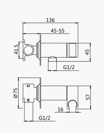 Змішувач для гігієнічного душу вбудований Haiba ALEX 002 (INNER) BLACK чорний (HB9618) Чернівці