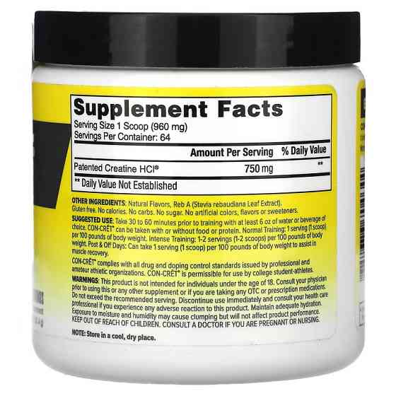 Креатин Con-Cret Patented Creatine HCl 61.4 g (Lemon-Lime) Луцьк