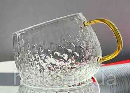 Кухоль чашка Olens "Драго" 430 мл 8030-265 прозорий із жовтою ручкою Київ