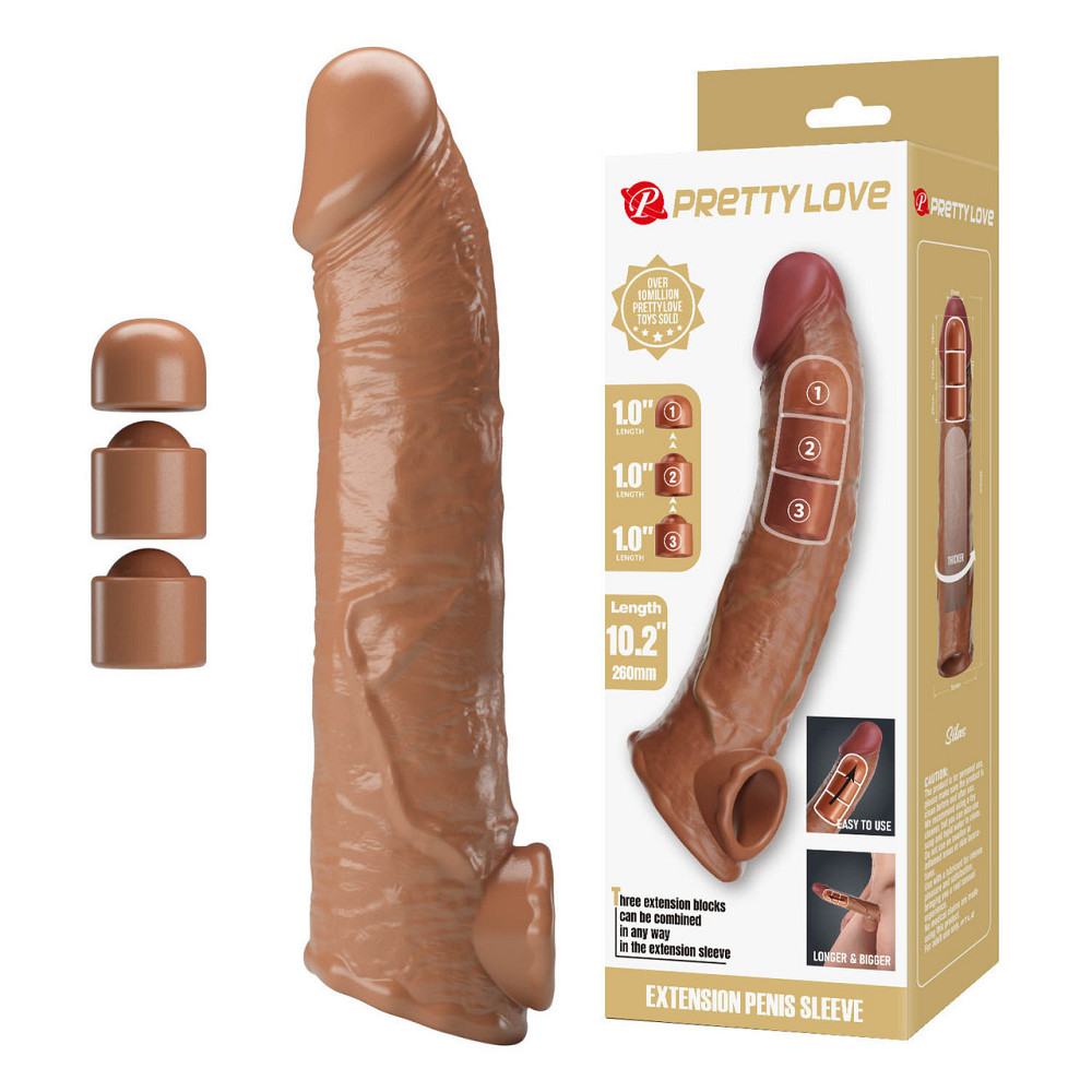 Подовжуюча насадка Pretty Love - Silas Penis Sleeve Brown, BI-026279-1 Sex Aura Київ - фото 1