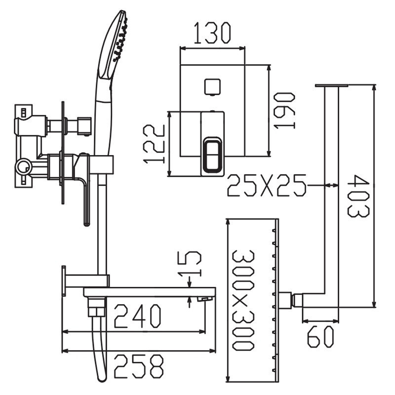 Душова система вбудована KOER KB-66039-01 3 функції (Колір хром) (KR5997)   ( 26585 ) Харьков - изображение 2