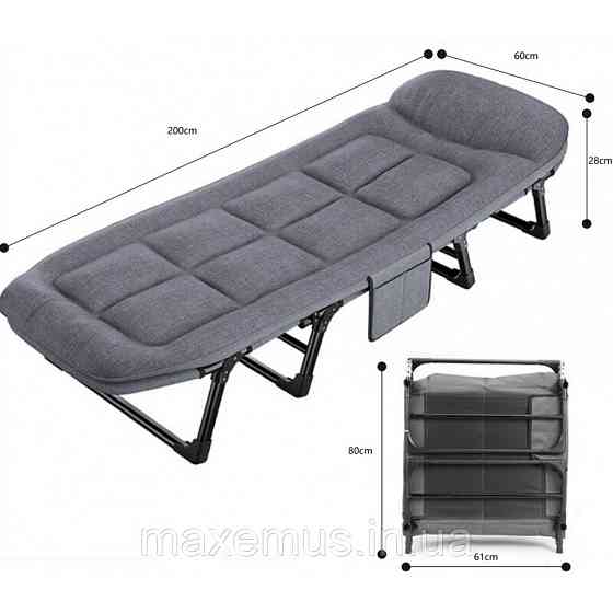 Шезлонг-кровать раскладная туристическая Bonro B2002-4 Темно-серая (кемпинговая раскладушка-лежак, до 120 кг) Мостиска