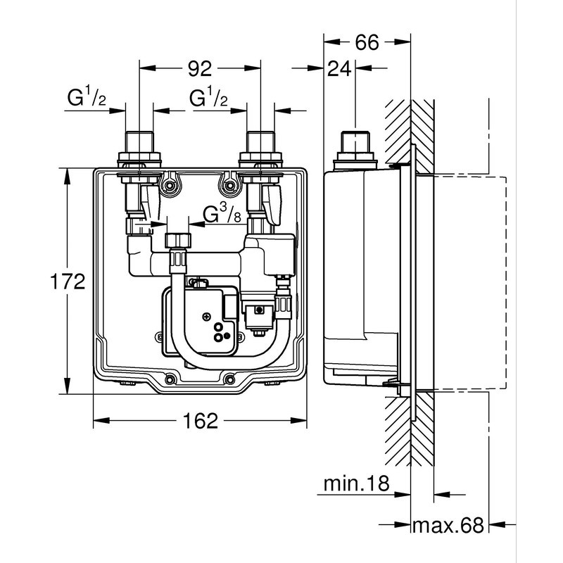 Скрытый монтажный блок Grohe Eurosmart Cosmopolitan E (36336001) Киев - изображение 2