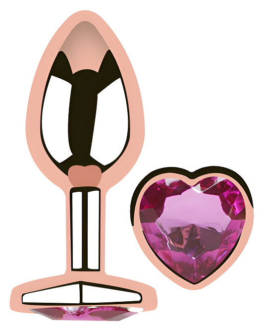 Анальна пробка з кристалом EGZO - Rose Gold Heart Plug Rose size S Sex Aura Київ - фото 2