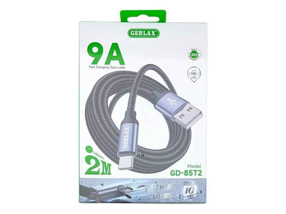 Кабель USB - Type-C GD-85T2 9A/Q.C3.0 тканевый черный 2м 30380 ТМ Gerlax Solmir Solmir Solmir Київ - фото 1