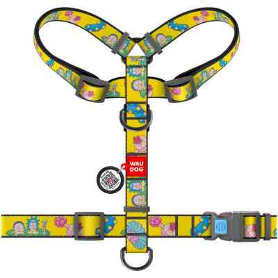 Шлей для собак WAUDOG Nylon с QR паспортом анатомическая H-образная "Рик и Морти 1" М (5150-0280) Винница
