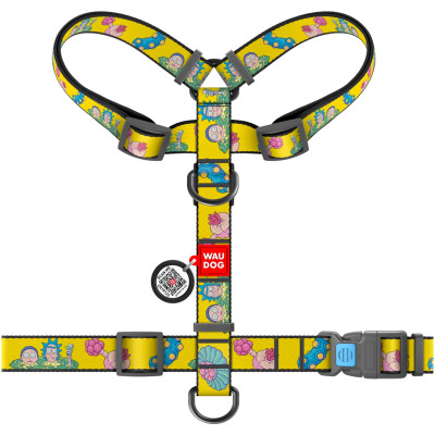 Шлея для собак WAUDOG Nylon з QR паспортом анатомічна H-подібна "Рік та Морті 1" М (5150-0280) Вінниця - фото 2