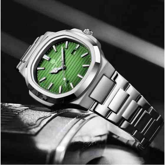 Мужские наручные часы Poedagar Great Limited (Серебристые с зеленым) Киев