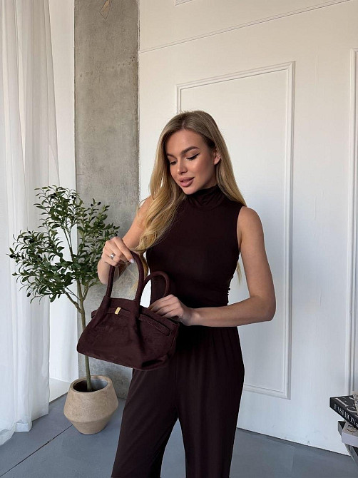 Женский базовый костюм двойка: топ американка и штаны палаццо вискоза Шоколадный, 40/44 Одесса - изображение 7