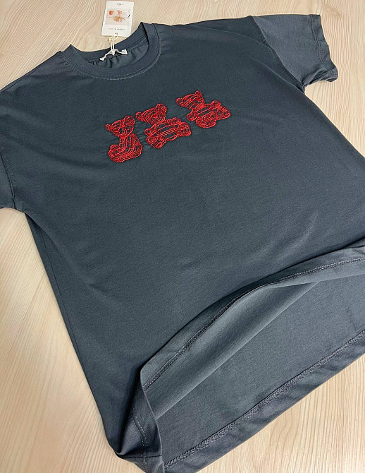 Футболка женская Pepper&mint BX24-68 с вышивкой медвежата графит, графит, L Киев - изображение 12