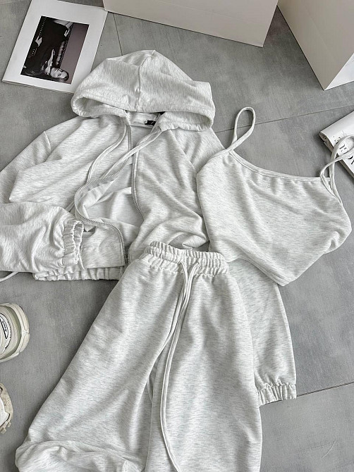 Женский повседневный костюм тройка: кофта топ и штаны двунить 46/48, Меланж Одесса - изображение 10