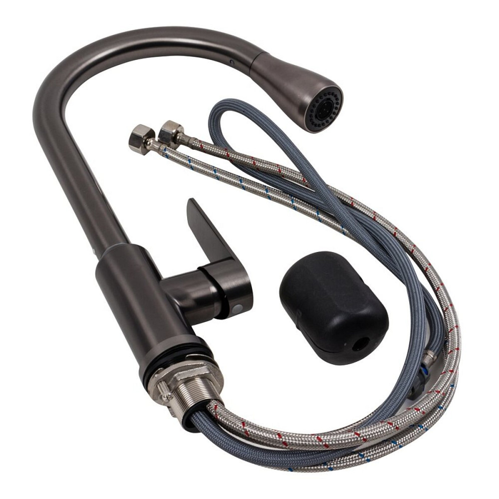 Кухонний змішувач TH38 Valeso PVD чорний з висувною лійкою Коломыя - изображение 2