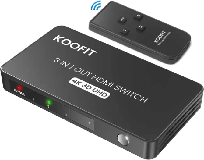 Автоматический HDMI Splitter KOOFIT 3 в 1 с дистанционным управлением 4K@60Hz, 3 порта поддерживает  Полтава - изображение 1