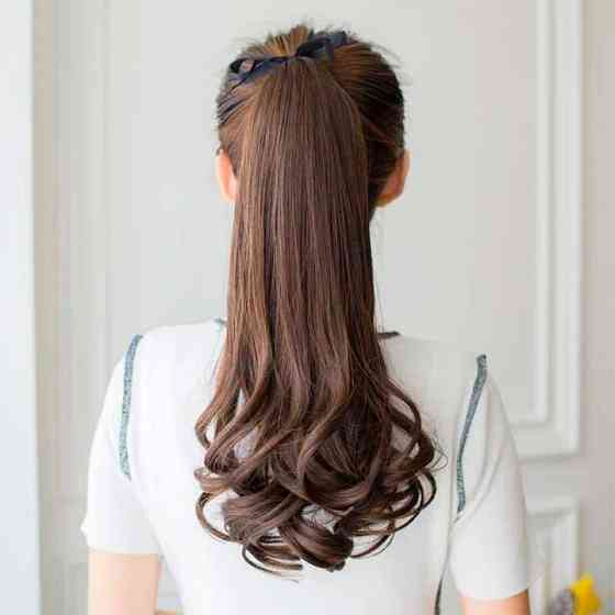 Шиньйон накладний хвіст на стрічці Didaka хвилясте волосся "Шатенка" - 48 см Вінниця