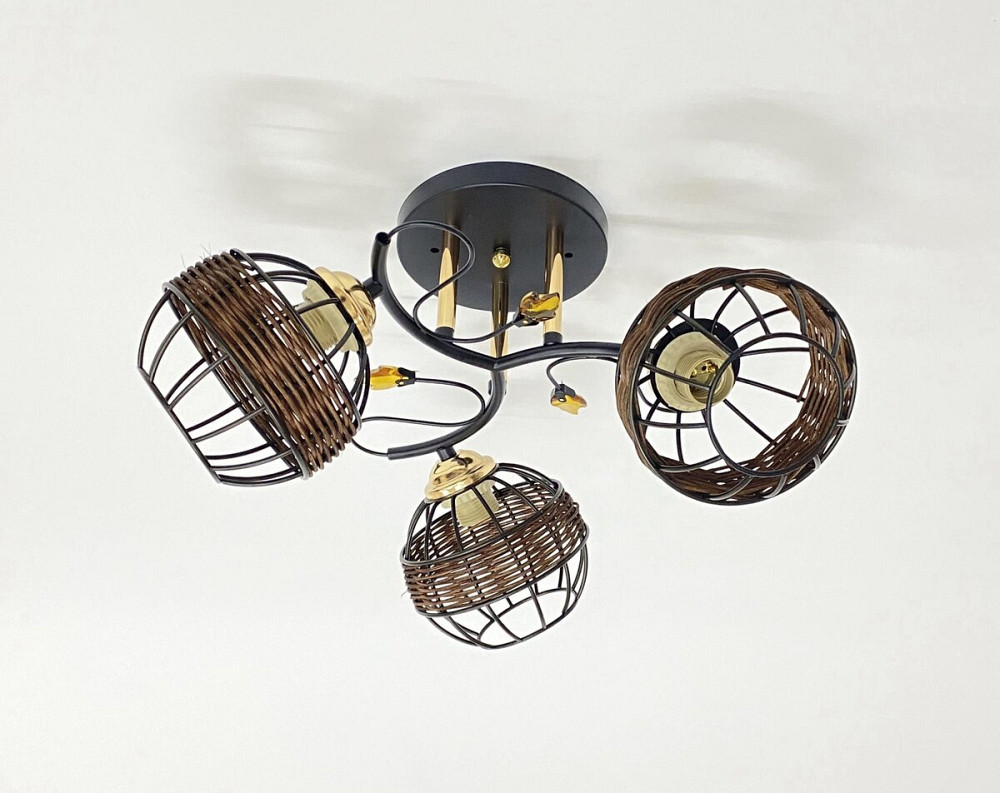 Стельова люстра на 3 плафони 91188A/3 чорний+хром Коломия - фото 1