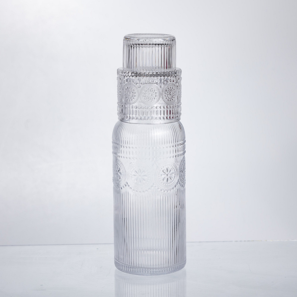 Глечик 700 мл зі склянкою 1 (шт) графин для компоту соку води лимонаду глечик для напоїв Прозорий HP-19-L4 Київ - фото 1