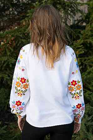 Женская вышиванка -  рубашка с вышивкой льняная, белая топ Киев