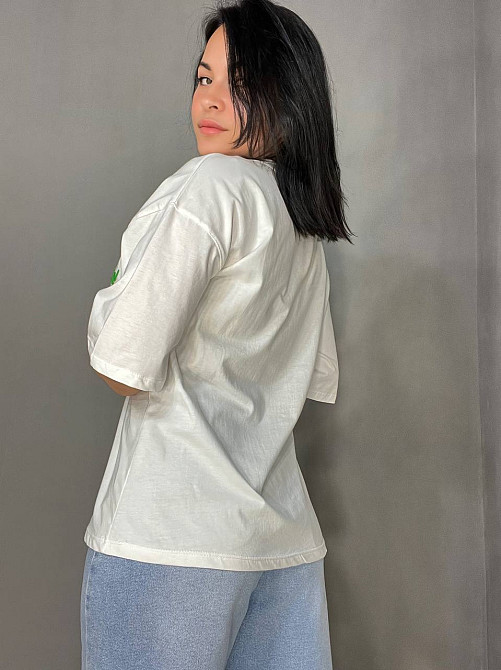 Футболка жіноча Pepper&mint BX24-19 біла оверсайз з кишенею та вишивкою , білий, S Київ - фото 8