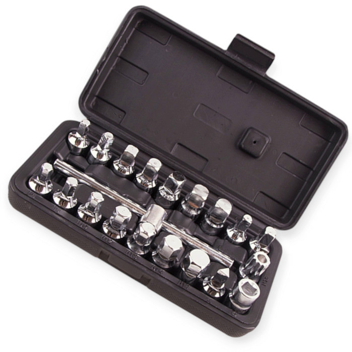 Набір головок для маслосливних пробок 3/8" 20шт (кейс) Мукачево - фото 1