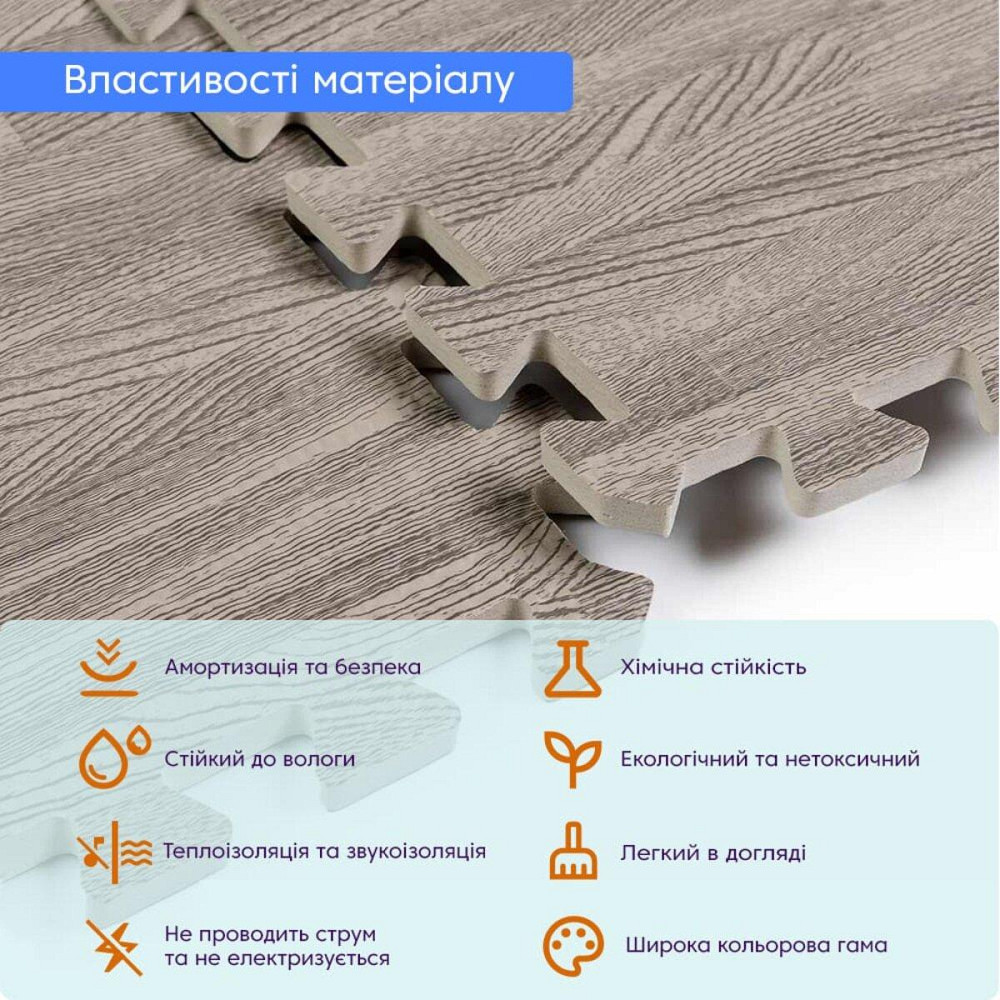 Пол пазл - модульное напольное покрытие 600x600x10мм Серое дерево (МР9) SW-00000209 Днепр - изображение 4
