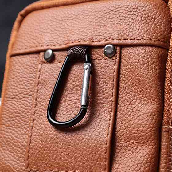 Мужская сумка на пояс на два отделения из натуральной кожи Рыжий (Vintage) Киев