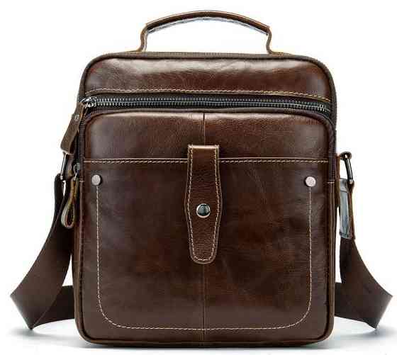 Сумка мужская гладкая Vintage 14700 Коричневая Киев