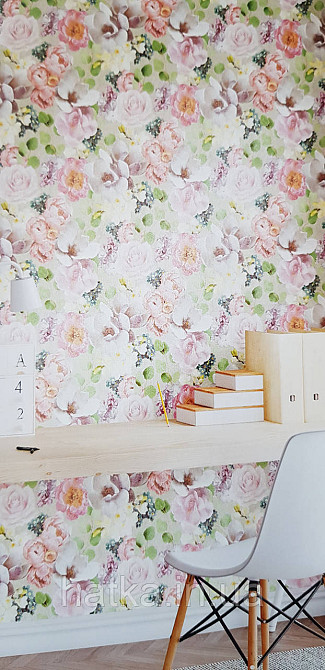 Обои виниловые на флизелине горячего тиснения Sintra Atmosphere цветы розы красные сиреневые серые 512234 Киев - изображение 3