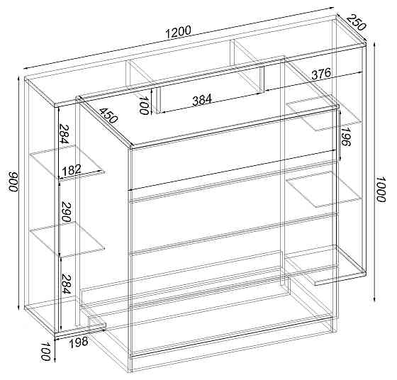 Комод Крістал, Самоа Димчастий, 1200/450/1000 Львів