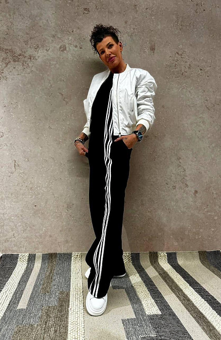 Жіночий стильний повсякденний комбінезон турецький двонитка Чорний, 42/44 Одеса - фото 2