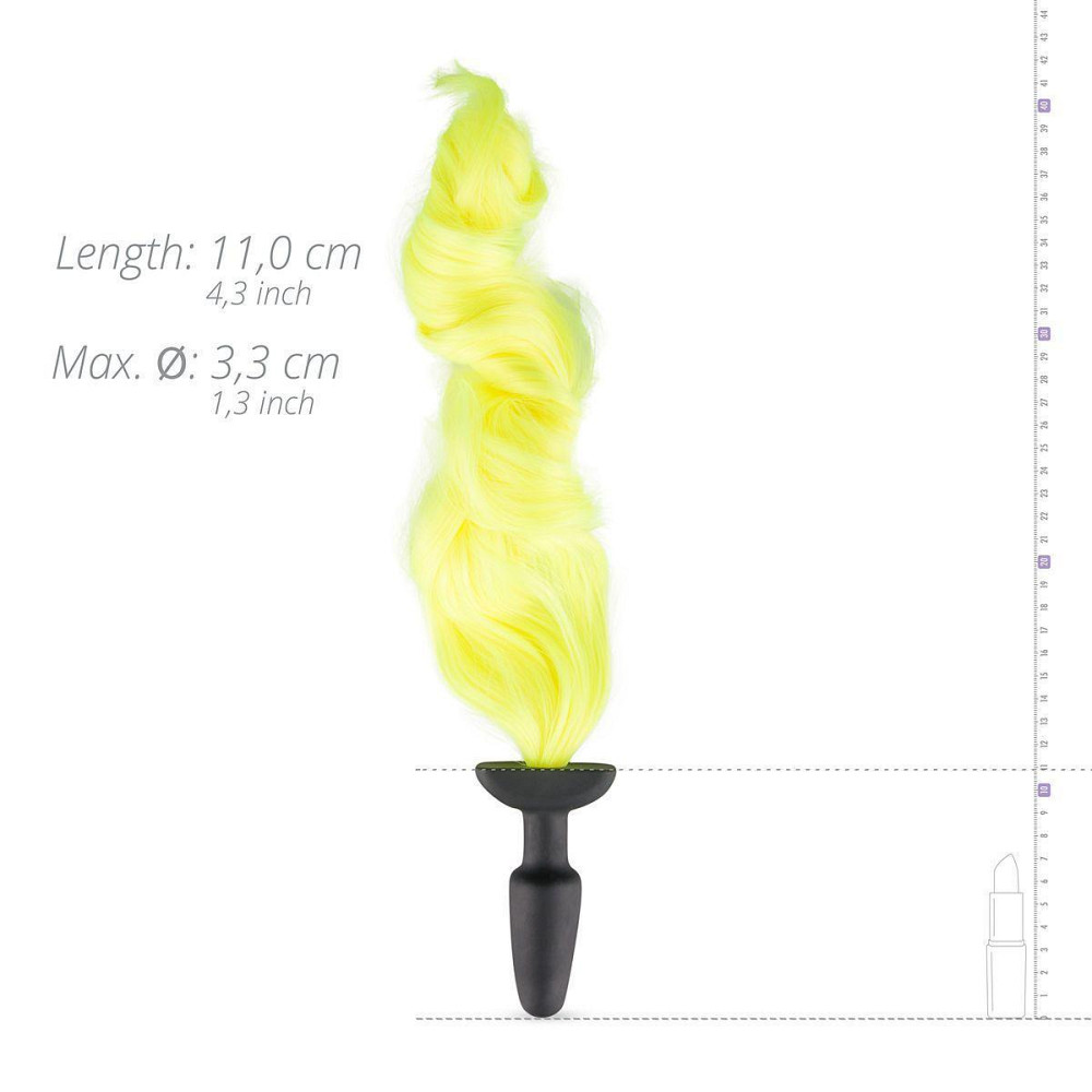 Анальная пробка с хвостом Silicone Butt Plug With Tail - Yellow Sex Aura Киев - изображение 3