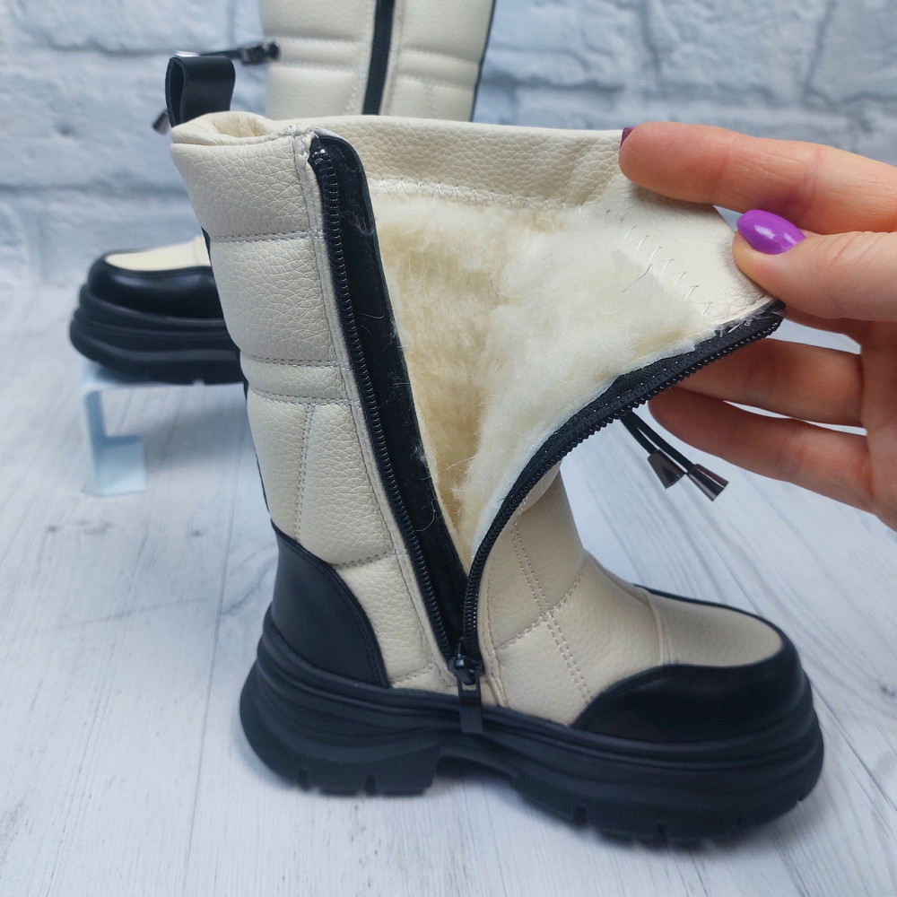 Детские бежевые зимние ботинки  для девочек с тракторной подошвой  26 Николаев - изображение 2