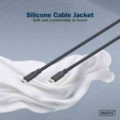 Дата кабель USB-C to USB-C 1.0m USB 3.2 Gen2 10G 100W 4K silicone black Digitus (AK-300342-010-S) Винница