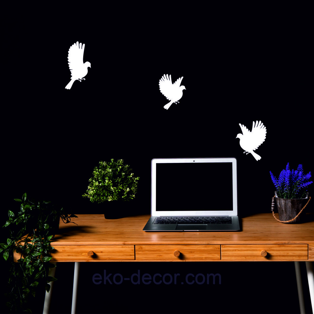 Декоративное настенное Панно «Птичка» Декор на стену(цена за 1шт) 20*10 см, Белый Киев - изображение 2