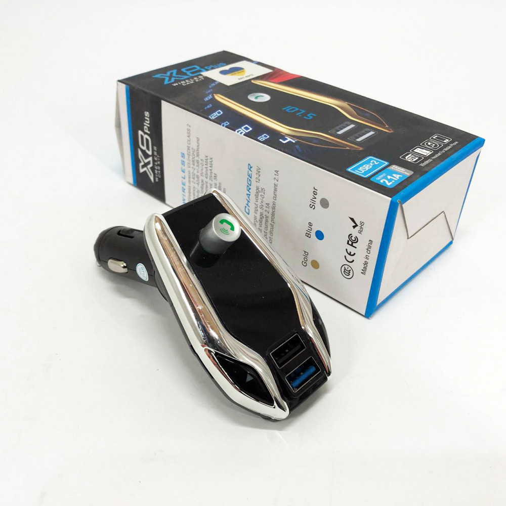 Приймач Bluetooth з FM-трансляцією для автомобіля X8 plus, Автомобільний FM передавач ZQ-612 з блютуз Київ - фото 8