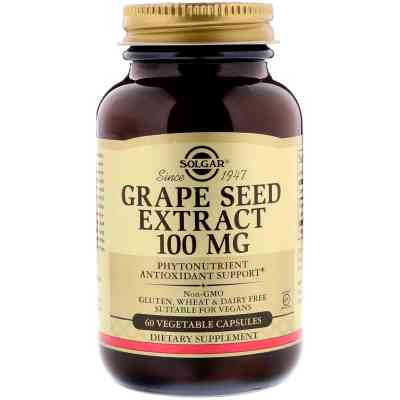 Трави Solgar Екстракт виноградних кісточок, Grape Seed Extract, 100 мг, 6 (SOL-01356) Вінниця