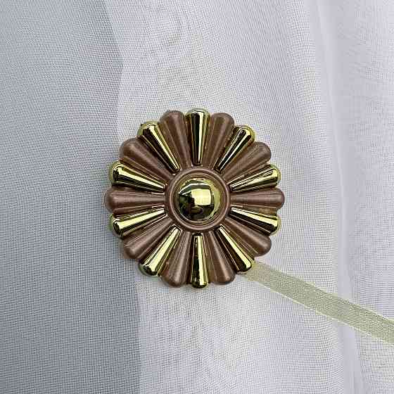 Магніти для штор і гардин Хризантема набір 2 шт Коричневий з золотистим (81-297) Київ