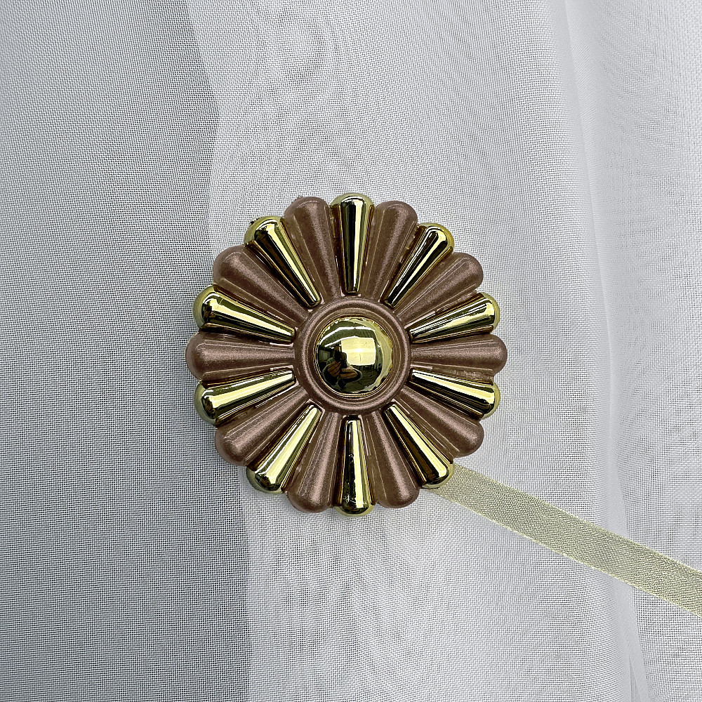 Магниты для штор и гардин Хризантема набор 2 шт Коричневый с золотистым (81-297) Киев - изображение 2