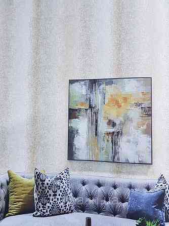 Шпалери вінілові на флізеліні Grandeco Anastasia метрові смуги розмиті під штукатурку бірюзові бежеві Київ