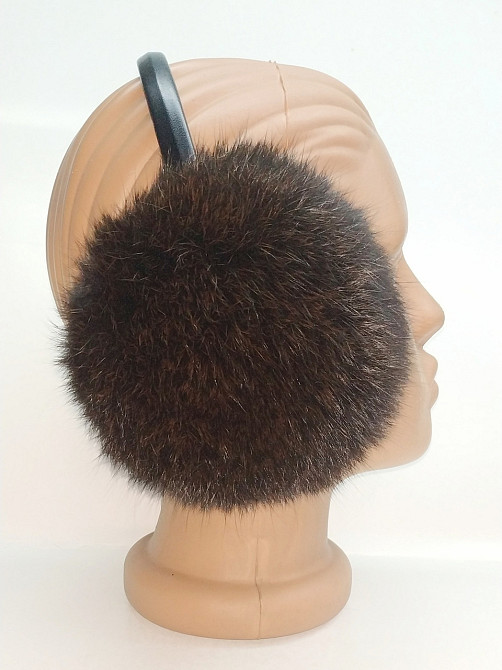 Навушники хутряні теплі, розсувні дитячі/дорослі з хутра кролика, коричневі Харків - фото 1