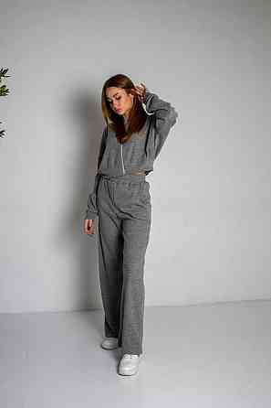 Женский стильный повседневный костюм двойка рубчик Серый Одесса