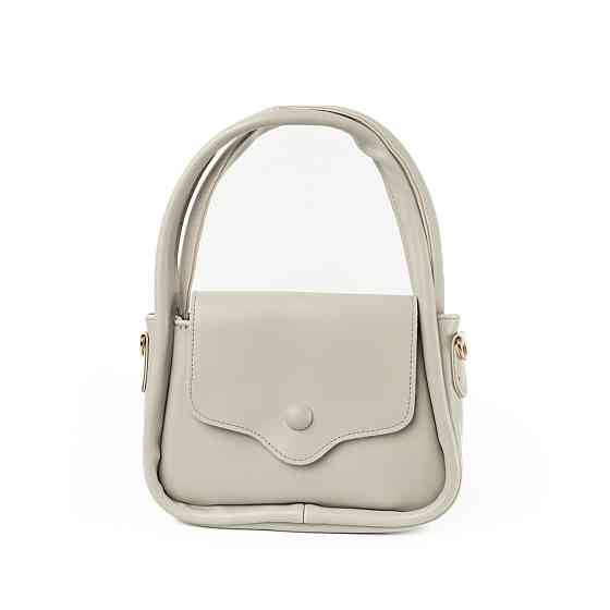 Сумка женская стильная через плечо с ручками и ремешком, сумочка клатч, Светло-серый Каменец-Подольский