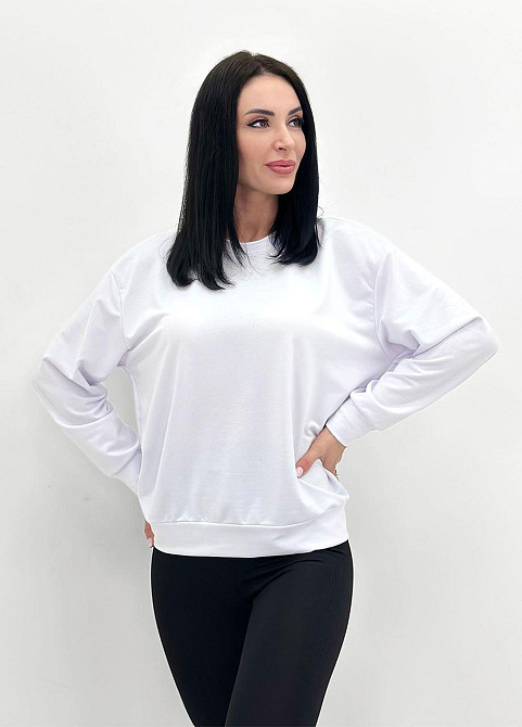 Базовий світшот з двонитки "Kaplan" оптом | Норма і батал 42-44, Білий Київ - фото 1