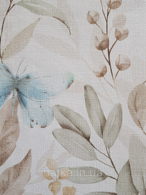 Обои виниловые на флизелине метровые Sintra Edelina прованс цветы листья ветки бабочки бежевые бирюзовые Киев - изображение 3