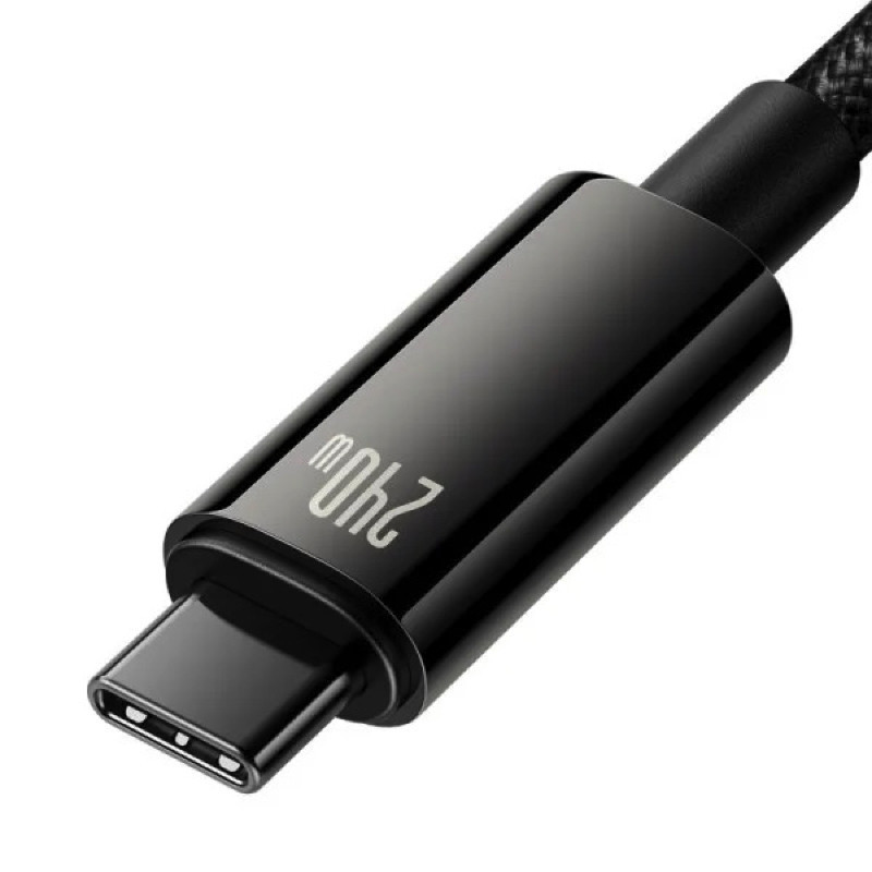 Кабель Type-C Baseus Tungsten Gold швидка зарядка та передача даних 240W 2m Black CAWJ040101 Одеса - фото 4